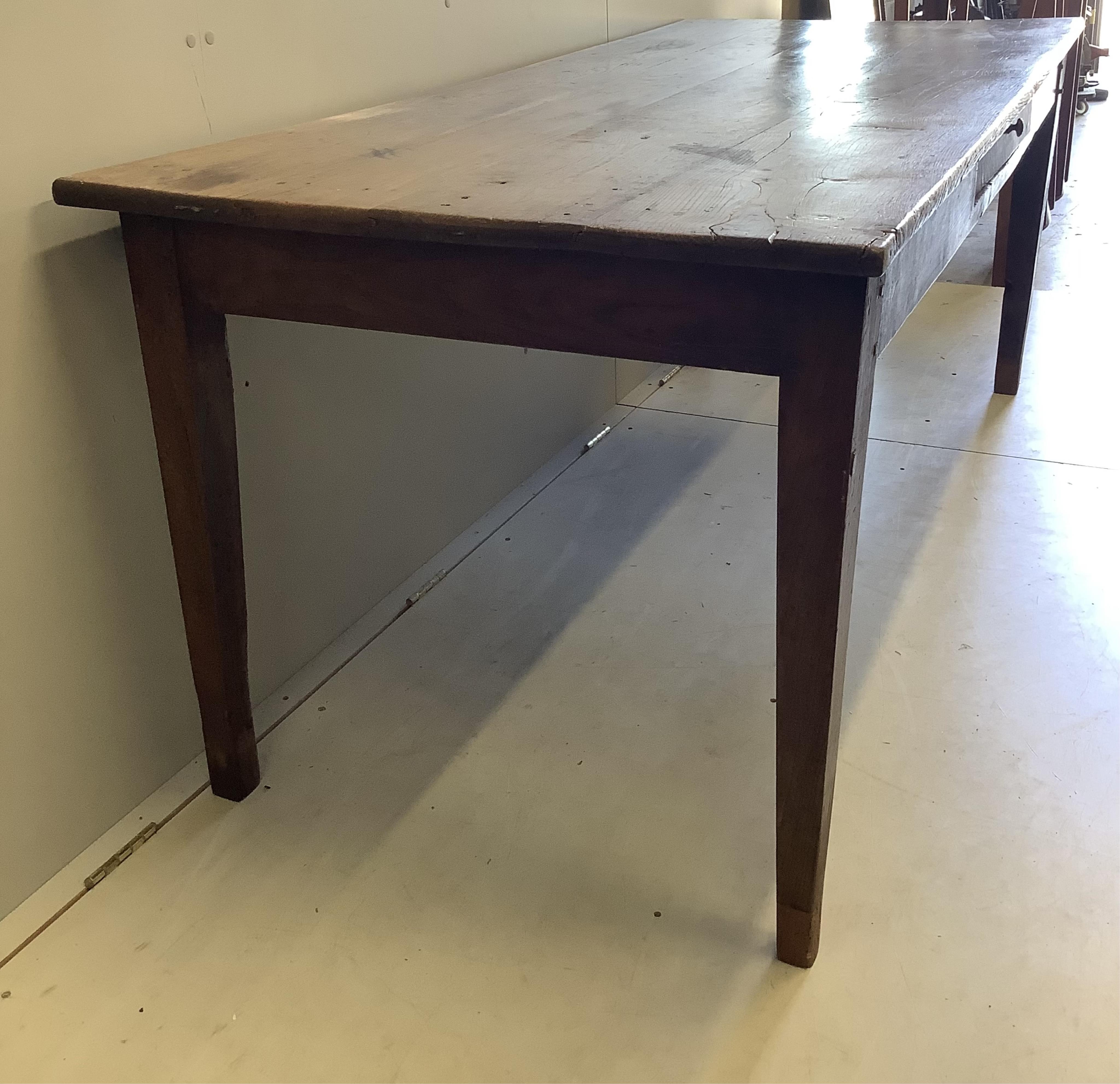 A French farmhouse table with one drawer, width 195cm, depth 84cm, height 77cm
